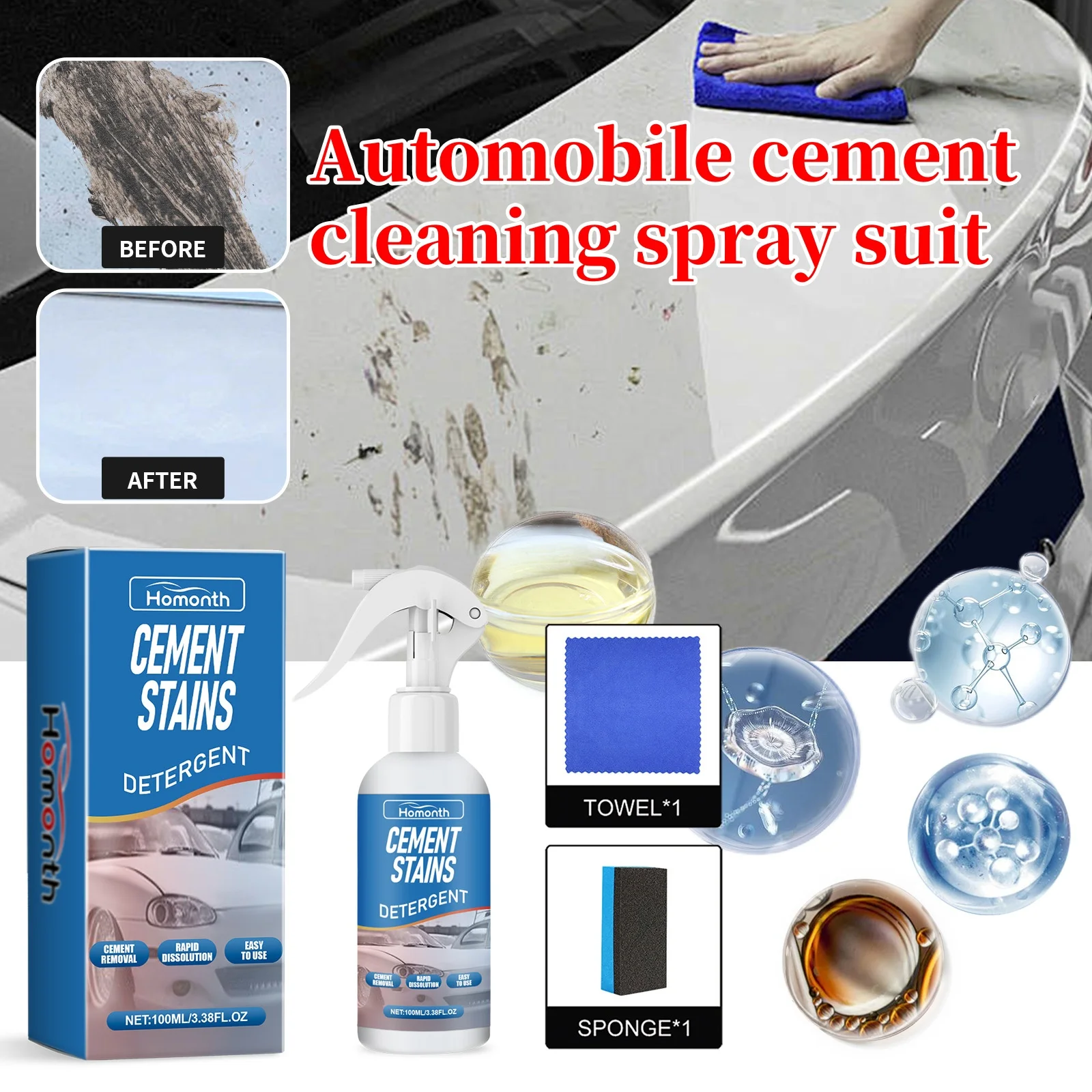 Homonth Multipurpose Car Cleaning Spray Strong Cleaning Power Cement Detergent Suitable for Cost-Effective Cleaning Agent