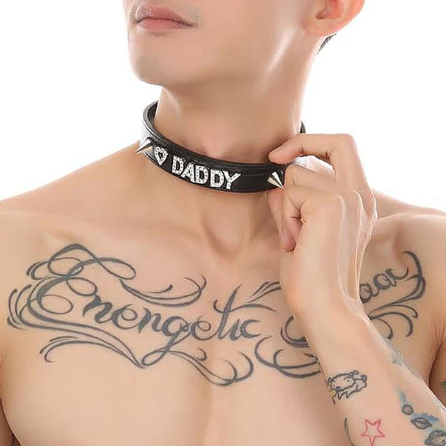 Punk Rivet Daddys Good Boy Collar Choker Necklaces Gay Faggot  