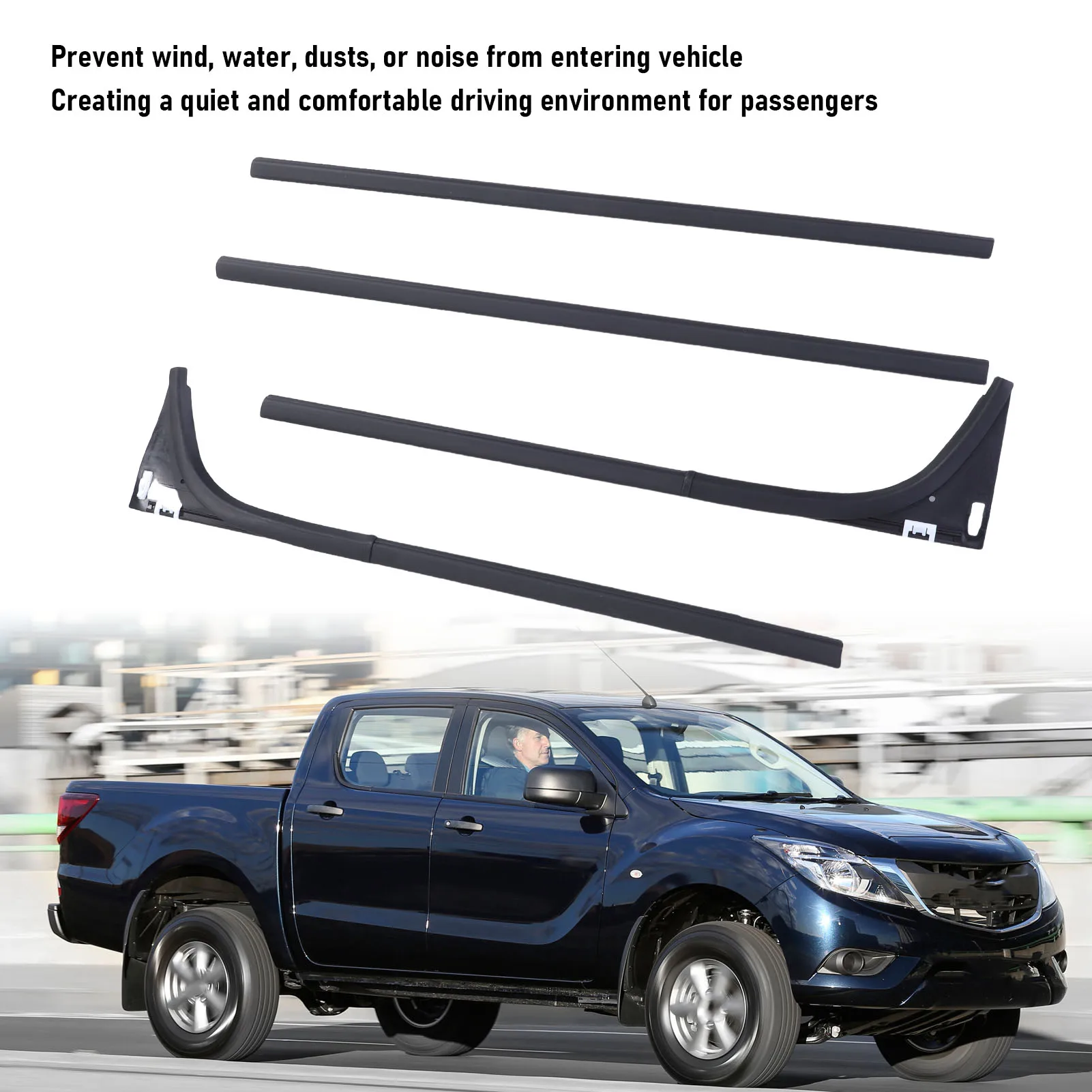 Car Window  Strip Set Replacement for  BT50 4 Doors 2012-2019 1D00-50-640 Rubber Weather Proof Supplies