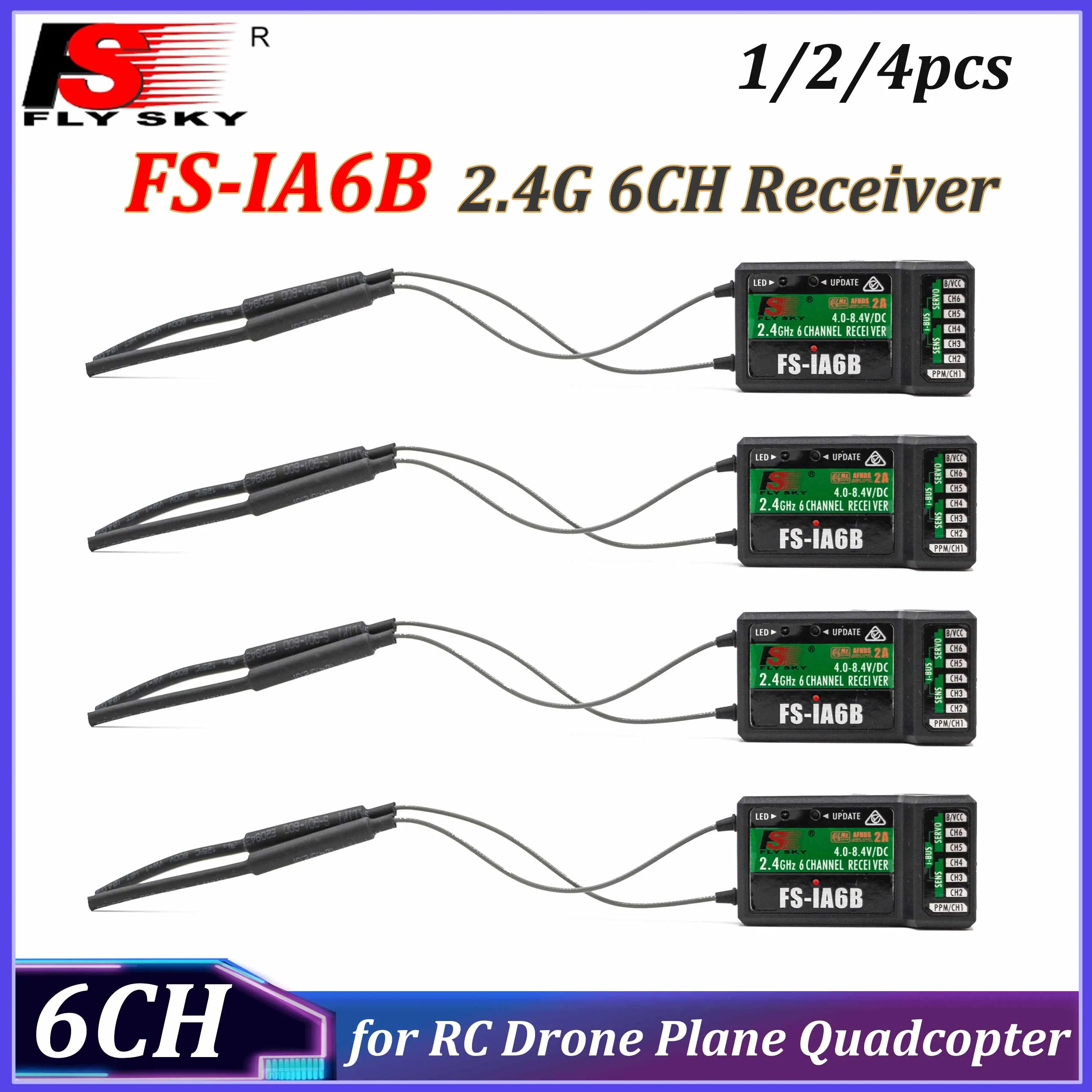 

1/2/4 шт. Flysky FS-IA6B iA6B 2.4G 6-канальный приемник с двойным выходом PPM и функцией IBUS, подходит для радиоуправляемых самолетов, вертолетов, планеров