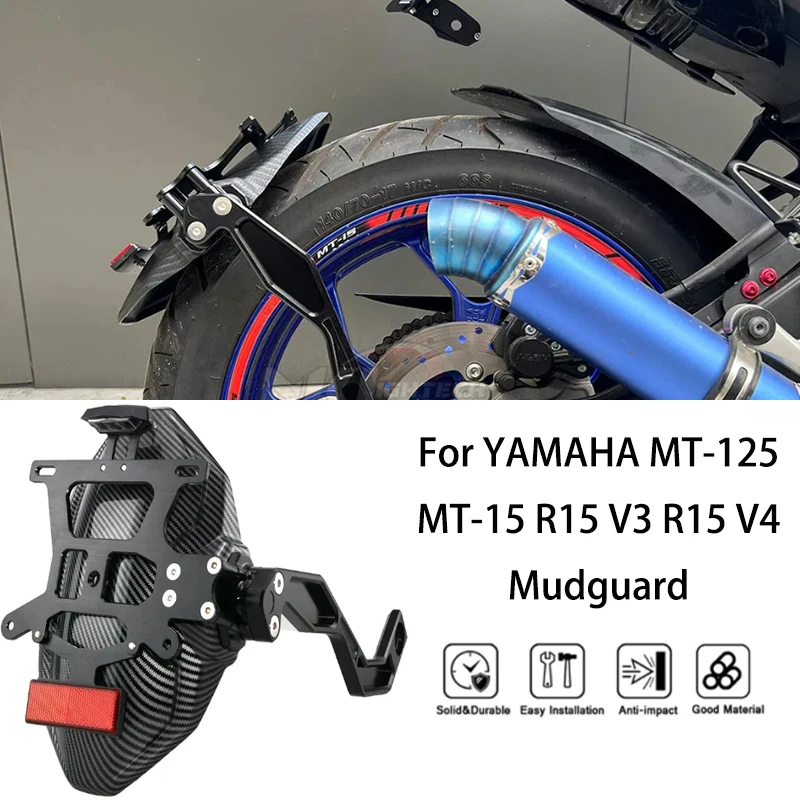 

MTKRACING For YAMAHA MT-125 MT-15 R15 V3 R15 V4 2017-2024 Motorcycle rear mudguard short tail license plate holder