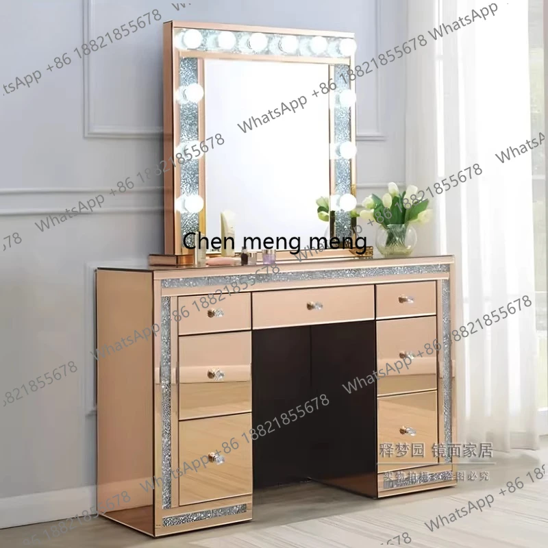 

New bedroom European mirror dresser modern light luxury desk storage chest