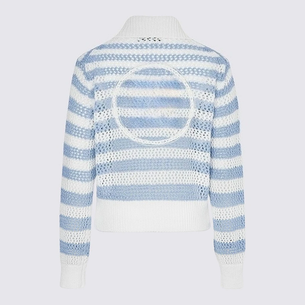 Women's Golf Jacket 2026 Summer New Original Korean Striped Mesh Breathable Collar Sun Protection Knitted Lightweight Polyester - view 6