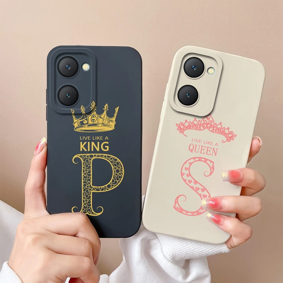 Phone Cover For Vivo Y03 4G Case A-Z Couple Letters Funda Camera Protection Matte Soft Silicone Bumper For Vivo Y 03 V2332 Shell