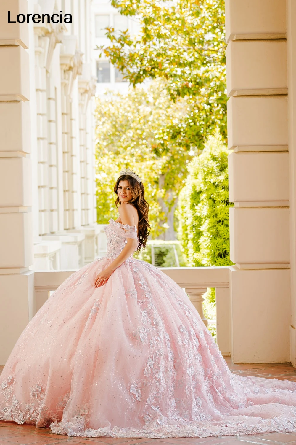 Personalizado mexicano rosa quinceanera vestido de baile floral renda applique miçangas espartilho doce 16 vestidos de 15 anos yqd839