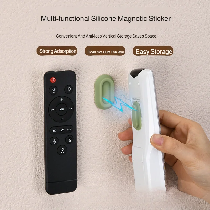 Magnetic Remote Control Holder with Strong Suction Cup Self-Adhesive Wall Mount Soft Silicone Bracket for TV, Air Conditioner