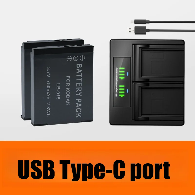 750mAh LB-015 Li-ion Replacement Battery for KODAK PIXPRO WPZ2 Action Camera - Waterproof Sports Camera Power Dual Charger