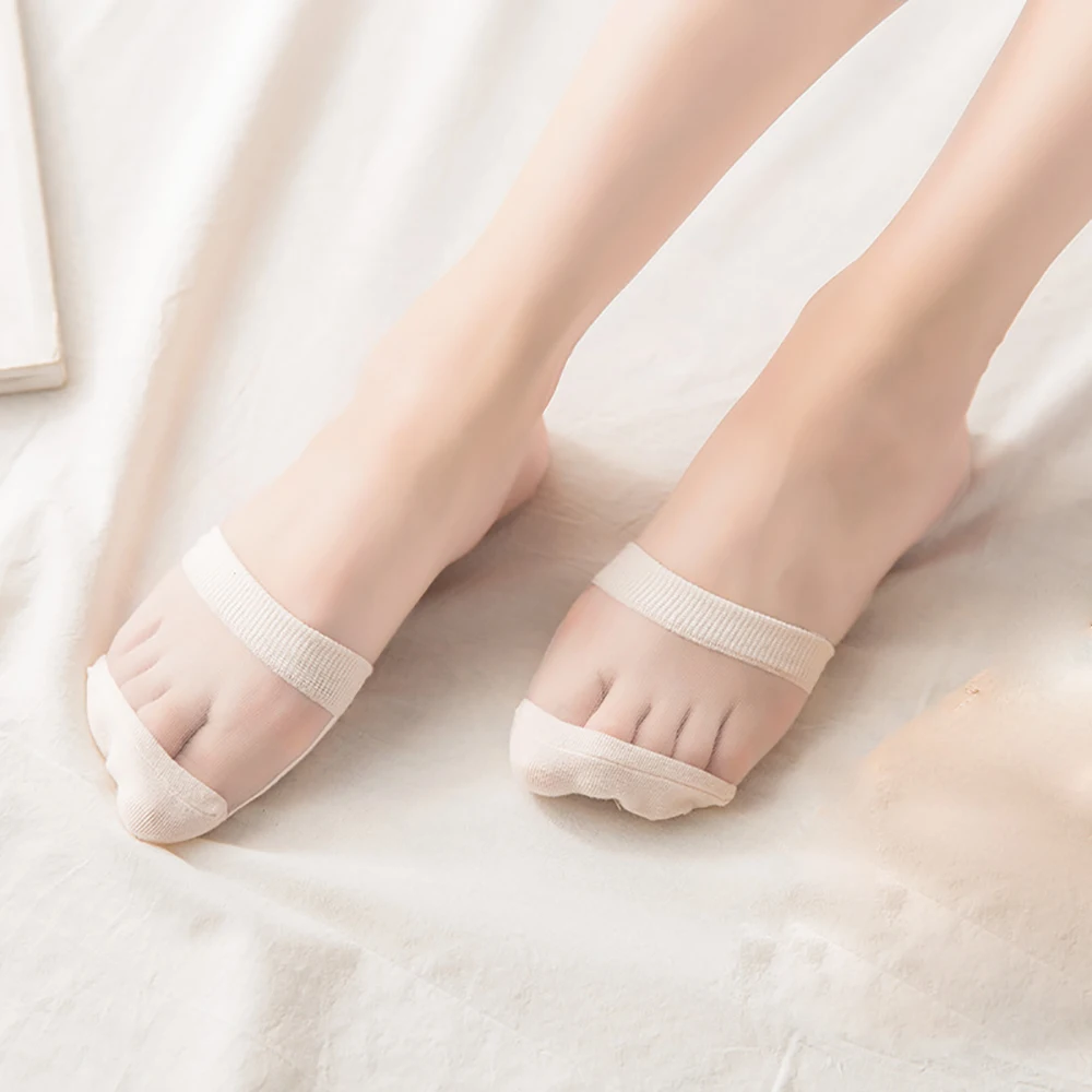 Mode chaussettes fines pantoufles talons hauts Absorption de la sueur filles chaussettes invisibles coton femmes bonneterie avant-pied chaussettes