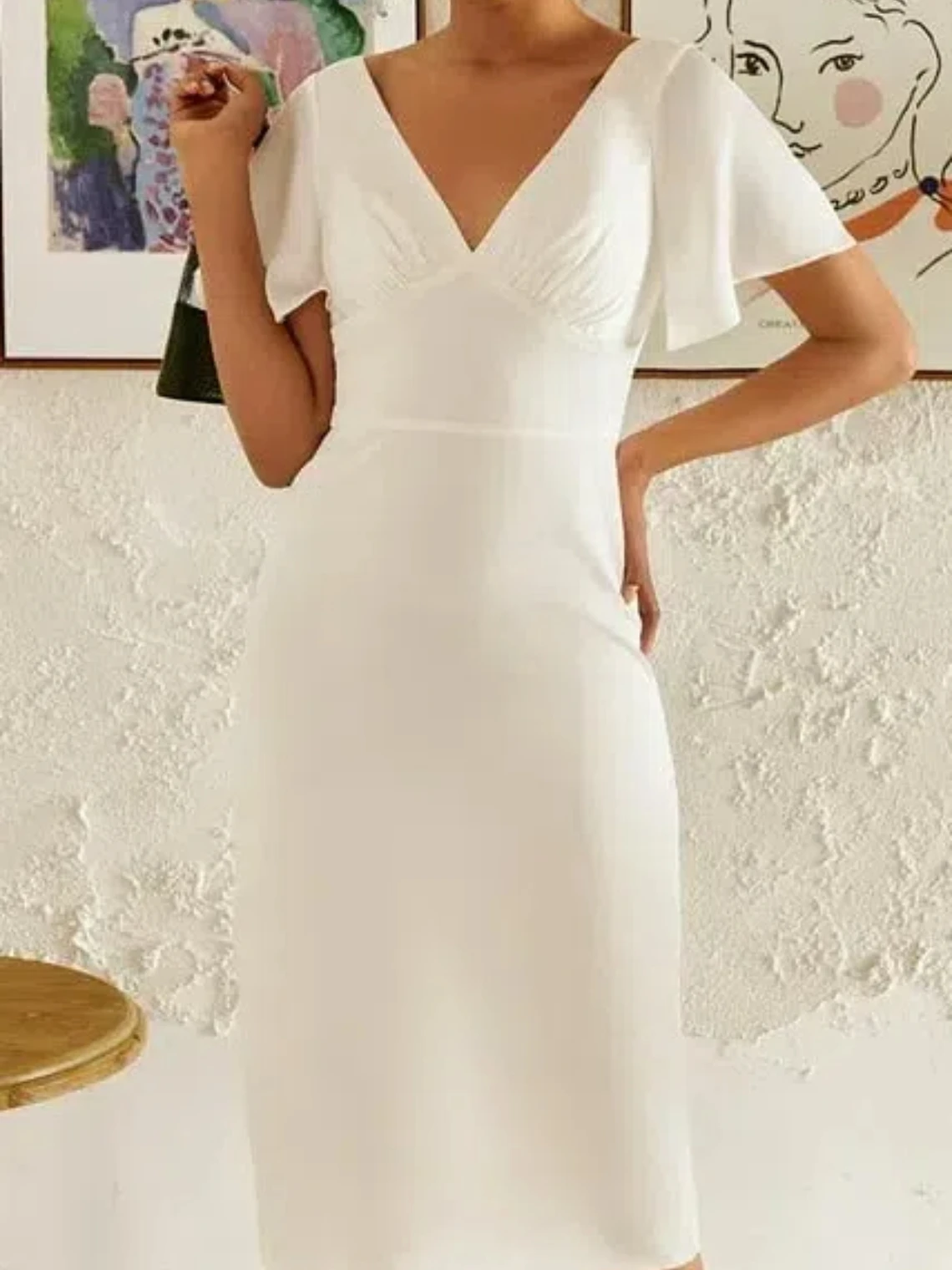 

Elegant Sheath Prom Gown Knee Length Scoop Neck Stretch Fabric Short Sleeve Solid Color Wedding Guest Dress 2025 Free Customized
