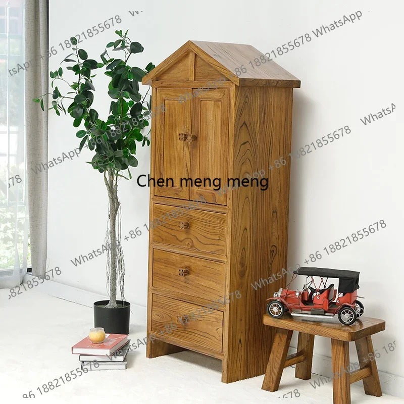 elm feelings solid wood corner cabinet creative and simple modern Chinese furniture old elm storage small vertical cabinet