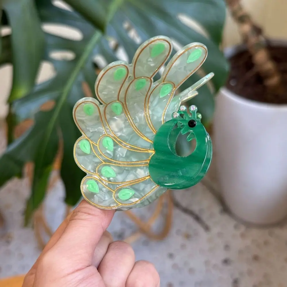 

Korean Style Peacock Acetate Hair Claw Sweet Diamond Cartoon Animal Hair Clip Cute Hair Accessories Acetic Acid Shark Clip