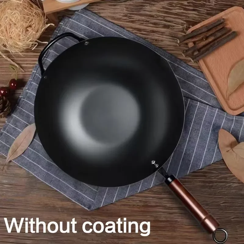 Wholesale Large Cast Iron Wok with Handle Black Cookware for Kitchen
