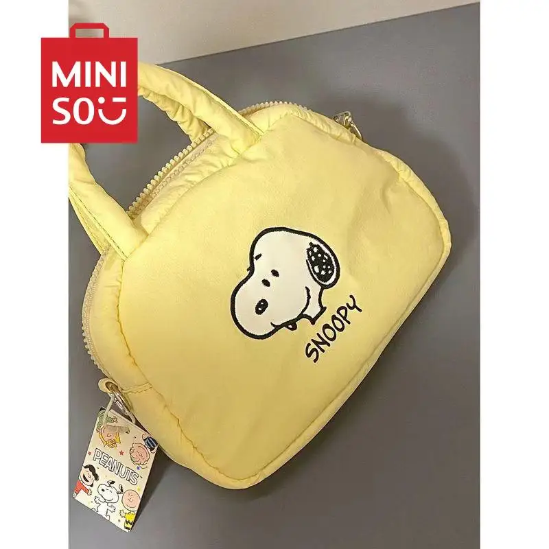 

2024 Miniso Kawaii Anime Snoopy Birthday Toast Crossbody Bag Cute Cartoon Women Students Handheld Shoulder Bag Toys for Kids