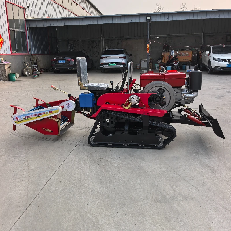 Factory Supply Mini Tiller Cultivator Diesel Micro Tiller Tractor Crawler Tractor Micro Rotary Farming Machine Garden Ride