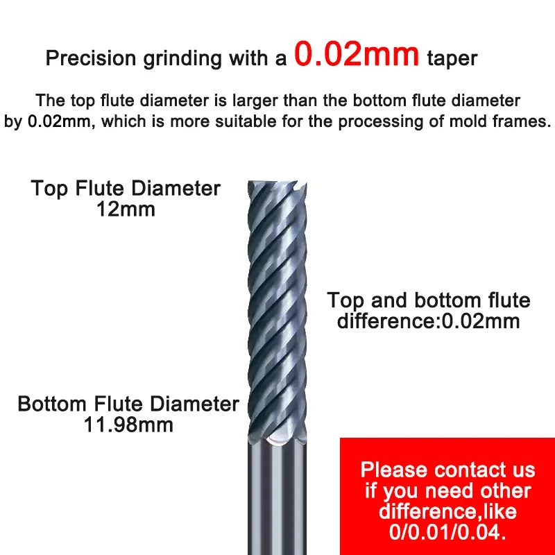 HRC65 mata bor bingkai cetakan karbida, 6 galur lapisan 6 8 10 12 16 20mm batang 6 gigi baja Tungsten untuk dasar cetakan