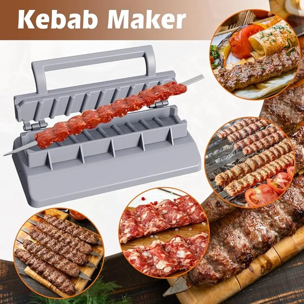 

New Large Plastic Press Kebab Maker Reusable Portable Save Effort Press Kebab Maker for Home Chefs Picnic Camping Barbecue Tools