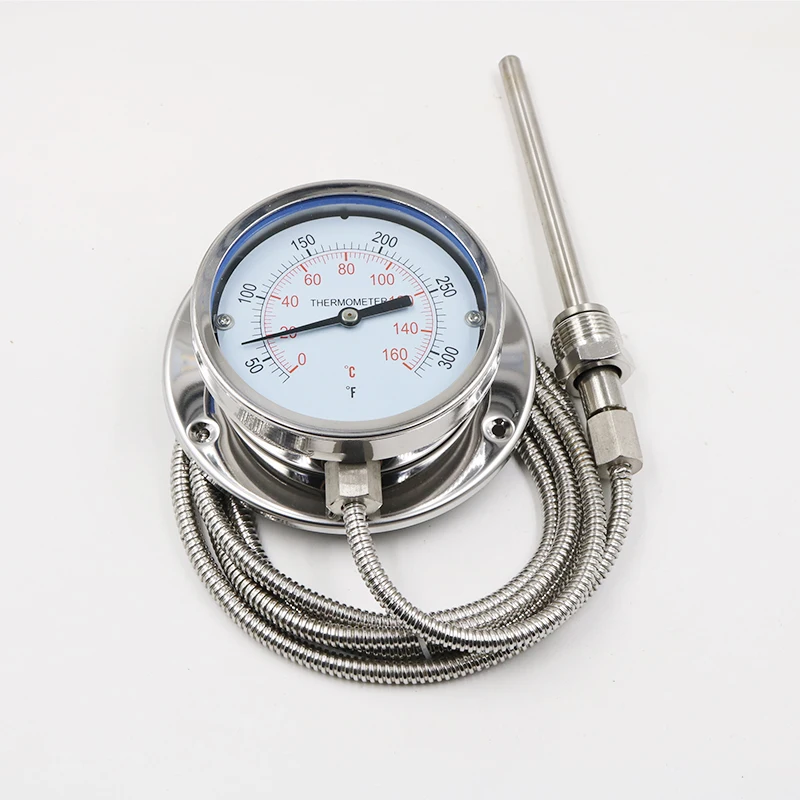 스테인리스강 압력 타입 온도 계량기, 100C 3m 와이어 G1/2 프로브, 10x150mm
