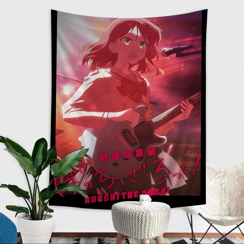 Bocchi The Rock Ikuyo Kita Tapestry Pink Neon Live Stage Guitar Anime Wall Hanging Bedroom Otaku J-Rock Aesthetic Decor