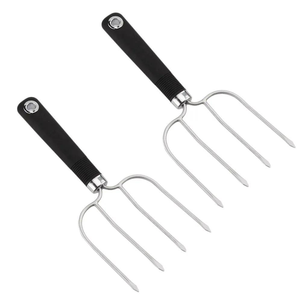 2pcs Stainless Steel Turkey Roasting Forks – Heavy-Duty BBQ Roast Forks with 4 Wide Prongs & Ergonomic Handle