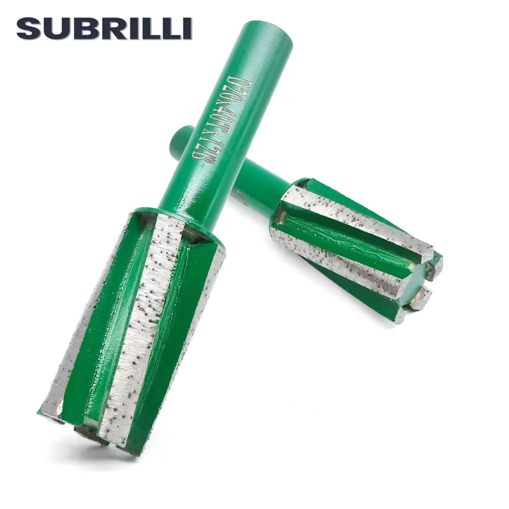 Subrilli-diamond Segmented Cnc Finger Bit Roda Router para Corte Moagem Granito Quartzo Pedra Mármore D12 mm Redondo Sha 20 mm