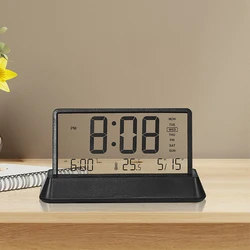 Digital Clock For Bedroom Home Digital Display Screen With Date Week Time Temperature Snooze Function 12/24H Modern Desk Clock