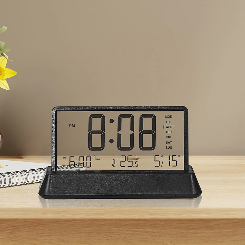 Digital Clock For Bedroom Home Digital Display Screen With Date Week Time Temperature Snooze Function 12/24H Modern Desk Clock