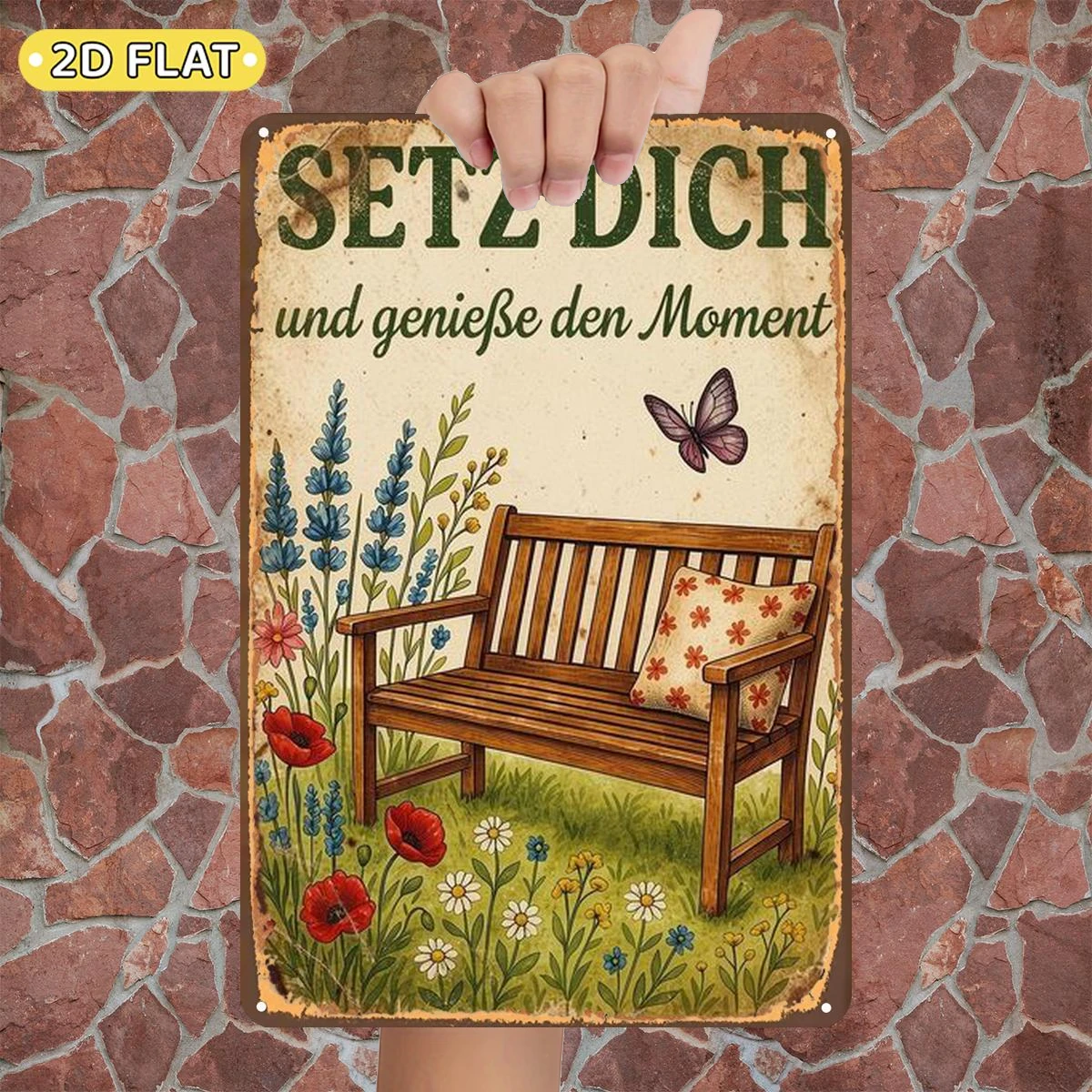 2D Flat 1pc,Sit Down and Enjoy the Moment,metal Lron Sign,size(8