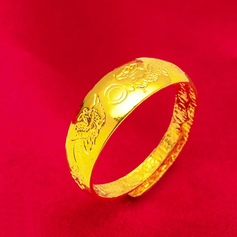 

Dragon Phoenix Pearl Couple Ring 24K Gold AU999 - Dragon-phoenix shape, pearl design, soft luster, for wedding & gifting