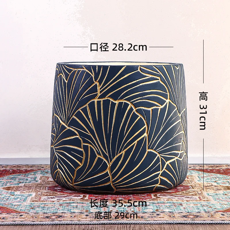 Luxury living room floor-to-ceiling flower pot Household magnesium mud large-diameter flower pot