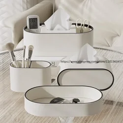 Leather Desktop Storage Box Key Plate Dice Wallet Coins Tray Jewelry Cosmetic Organizer Box Home Living Room Decoration