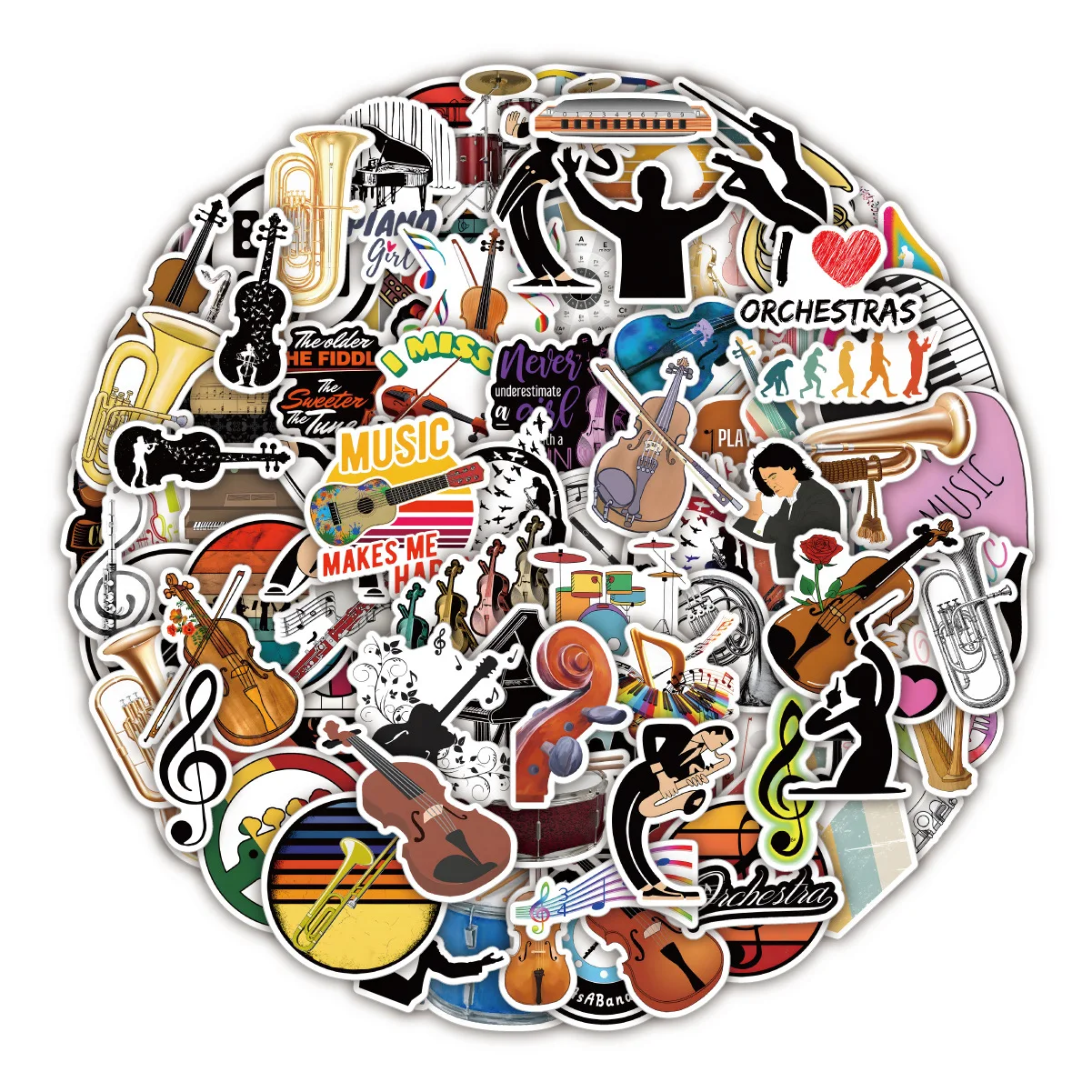 10/30/50/100pcs Music Orchestral Singer Cartoon Graffiti Stickers  Laptop Kids Toys Skateboard Luggage Waterproof Decal Stickers