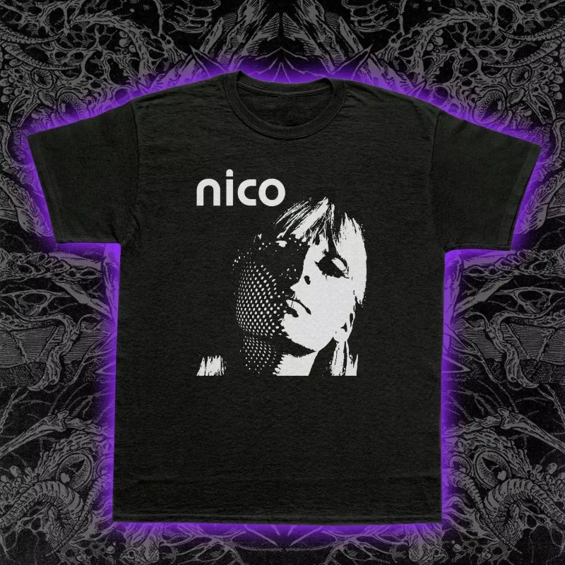 Nico Halftone T-shirt Velvet Underground Avant-garde Music Style Couple Streetwear Top Retro Gothic T-shirt