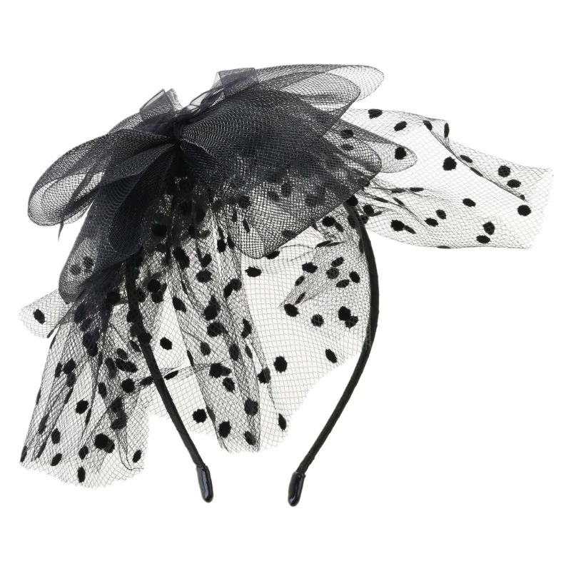 Womens Vintage Tea Party Fascinators Hat Ultra-grote Polka Dot Bowknot hoofdband