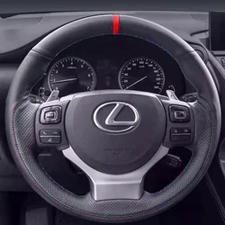 Osłona na kierownicę do samochodu dla Lexus to 200t 250 300 350 F Sport RC 350 CT 200h / NX włókno węglowe i skórzana opaska na kierownicę