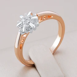 Kinel Luxury Natural Zircon Rings For Women 585 Rose Gold Silver Color Mix Setting Slim Design Daily Bride Wedding Jewelry