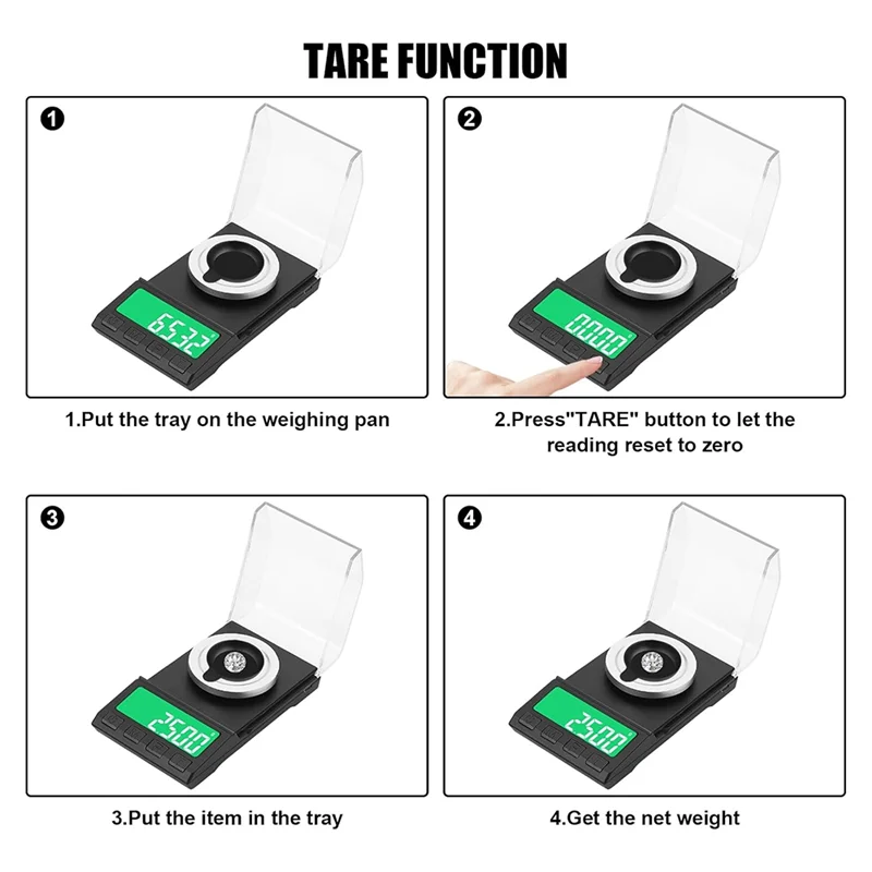 Portable Milligram Scale 100G/0.001G, High Precision Powder Scale With Cover, Backlit LCD