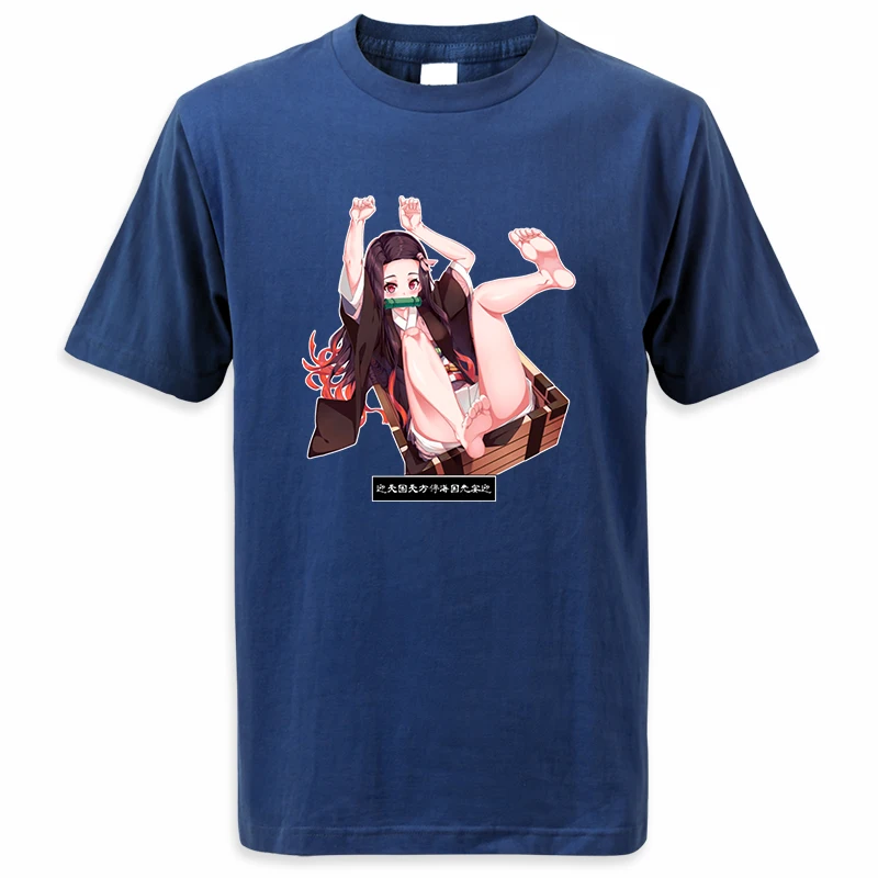 2024 Summer Mens Tshirts Demon Slayer Mangas Hentai Anime Tee Shirt Unisex Kawaii Nezuko Round Neck Tees High Quality Tops