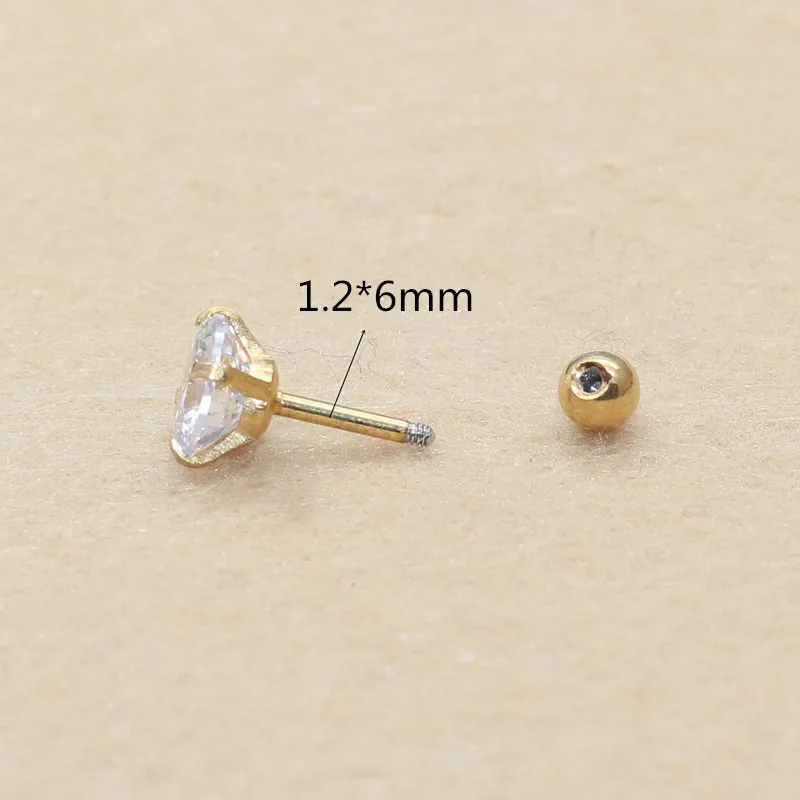 2pc Stainless Steel With White Round Crystal Zircons Stud Earrings Delicate Brief Style IP Plating Gifts