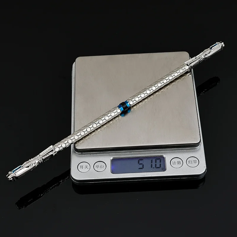 Figura de plata periférica de Anime de estrella golondrina de 22cm/8,66 pulgadas, palo de arma divina Luo Fengyan, adornos artesanales, regalos de modelo de juguete