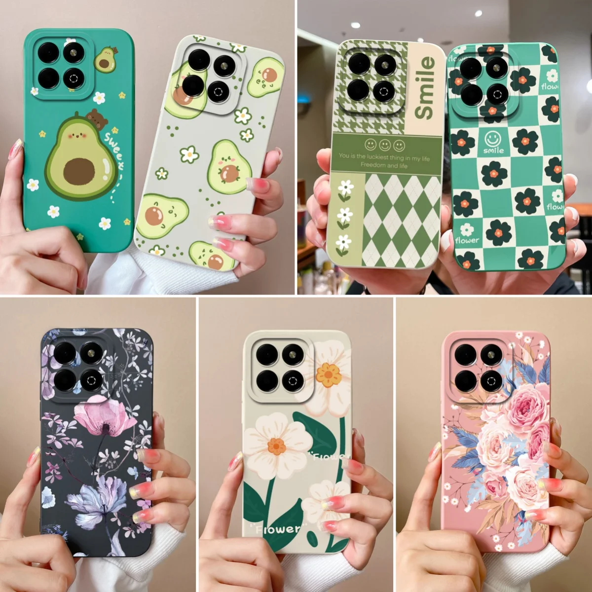 Phone Case For Honor X6B 4G Liquid Silicone High Quality Shockproof Fashion Flowers Back Covers For Honor X6 B Anti Slip Fundas