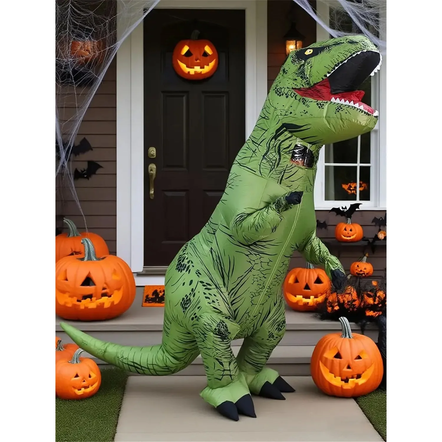 Disfraz de dinosaurio inflable para adultos, disfraz de Halloween, traje inflable divertido para alturas de 155 a 190 cm, para uso en fiestas
