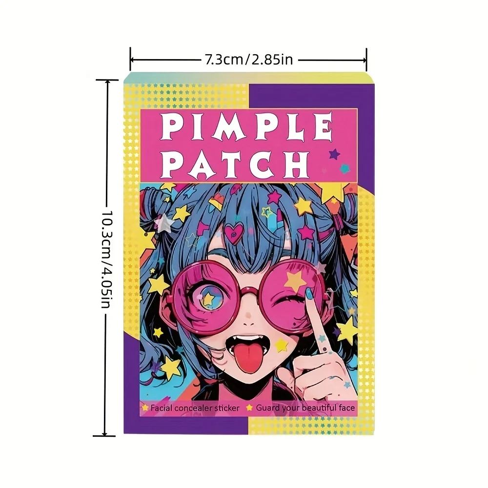 200 قطعة من رقع حب الشباب على شكل نجمة - لطيفة ومقاومة للماء وقابلة للتنفس. تصميم نجمة ملونة لجميع أنواع البشرة. سرية وفعالة