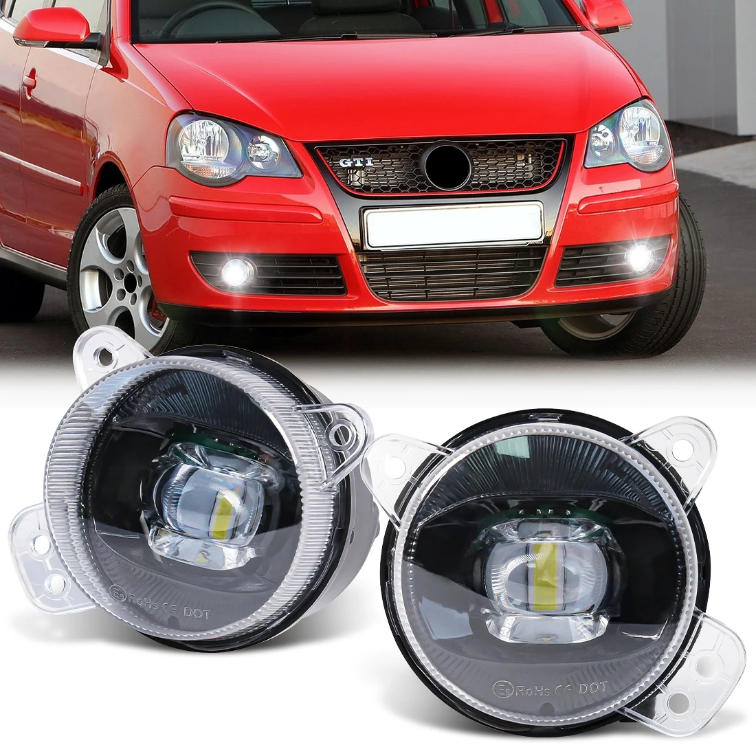 Lámpara antiniebla del parachoques delantero del coche para VW Volkswagen Polo T5 Transporter Multivan Caravelle Gol Skoda Fabia Mk1 accesorios de faros 12V