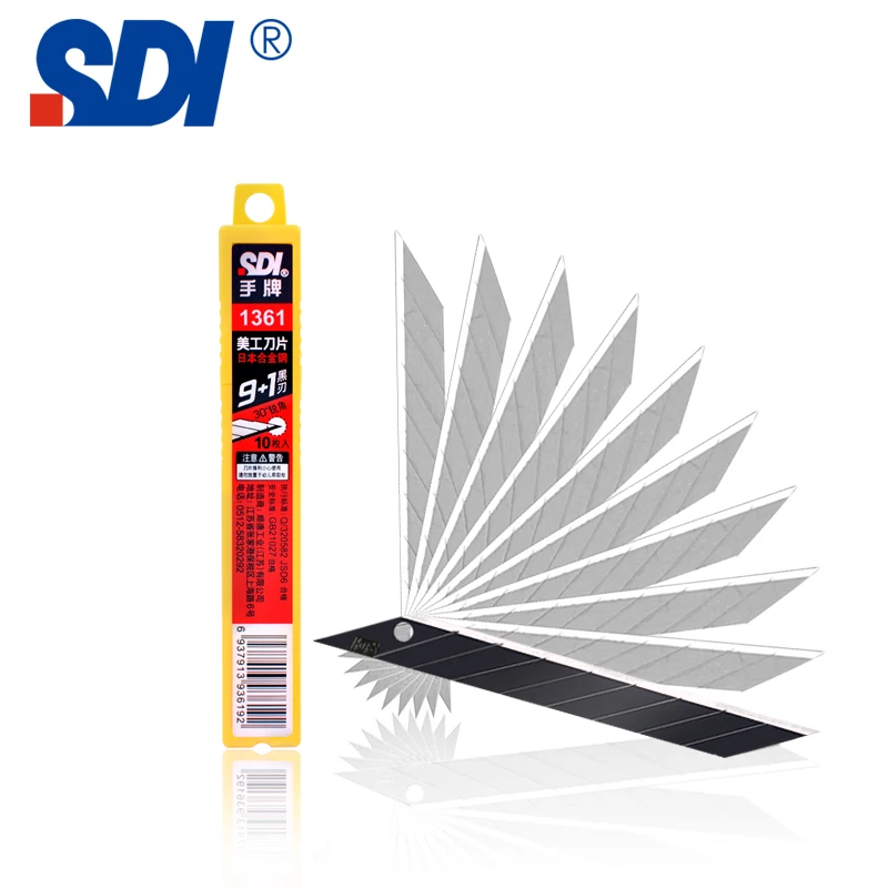 SDI 1361 Spare Blades 100PCS 9mm 30 Degree Art Knife Blade SK2 Steel Replacement Blades for Utility Knife Cutting Wallpaper Film