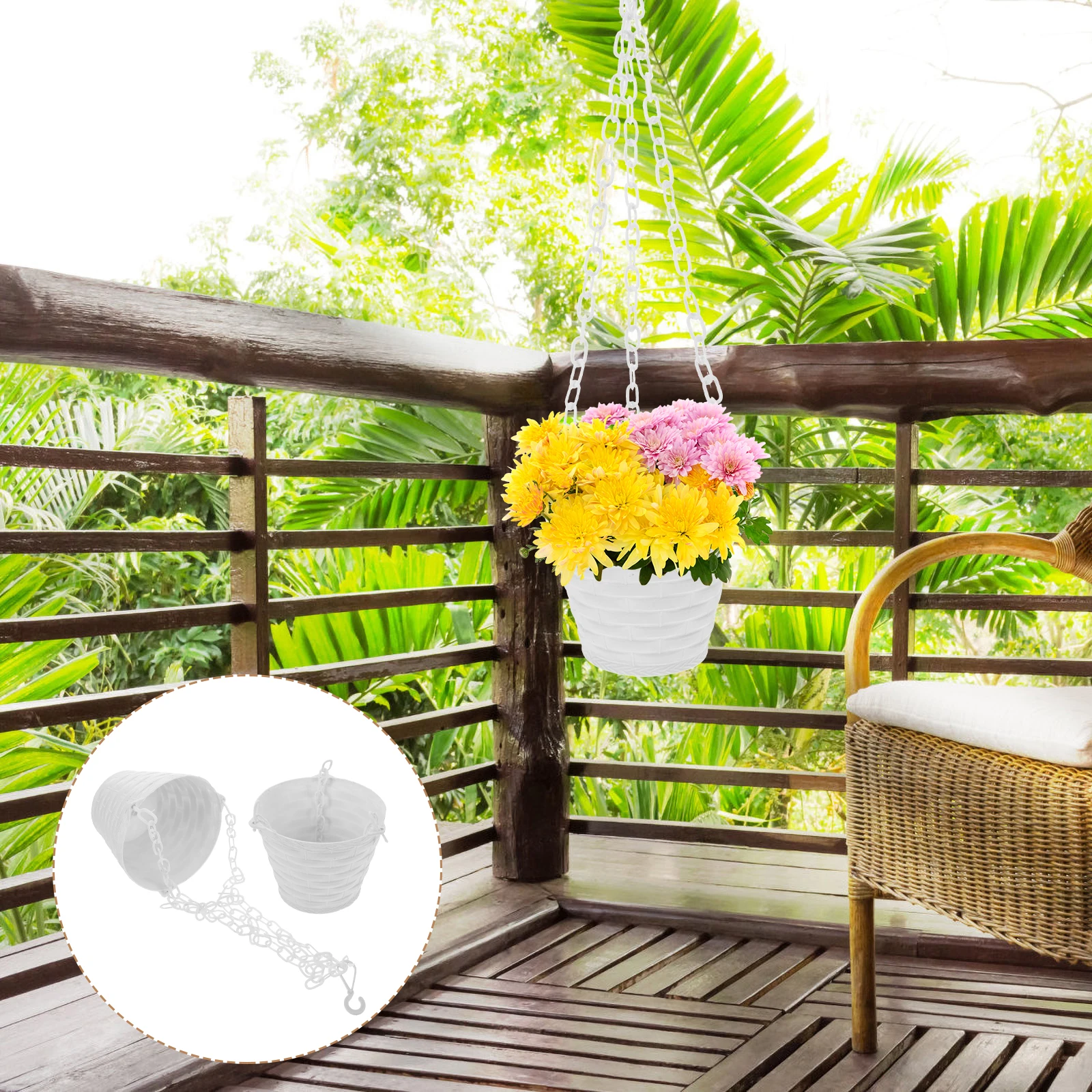 

2pcs Flower Pots Plastic Hanging Planters For Indoor Outdoor Decor Hanging Flowerpot With Hook Plant Pot Yard Flower