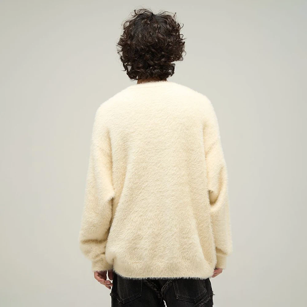 Winter New Men's Y2K Graphic Long-Sleeve Sweater American Retro Fashion Trendy High Street Casual Loose Niche Men's Top 2025