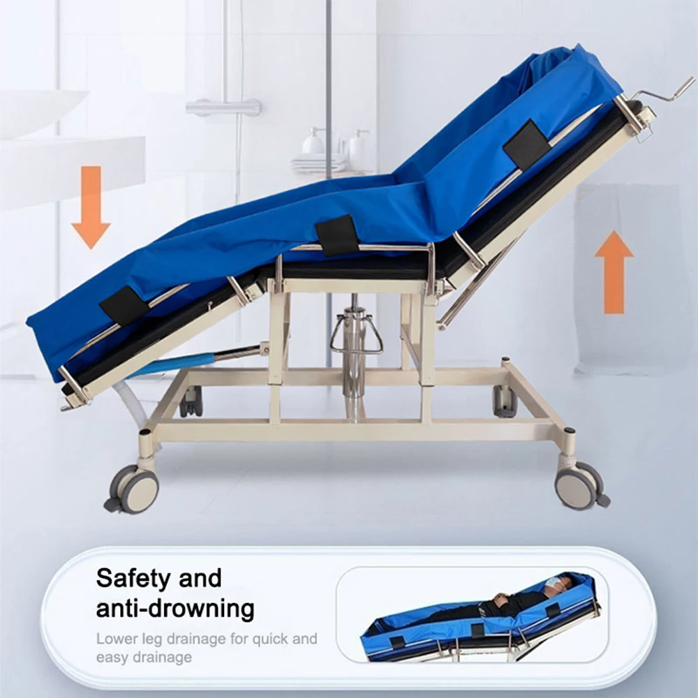 Medical Bath Shower Trolley Bed Steel Hydraulic Hospital Shower Bed For Disabled Patient - view 2