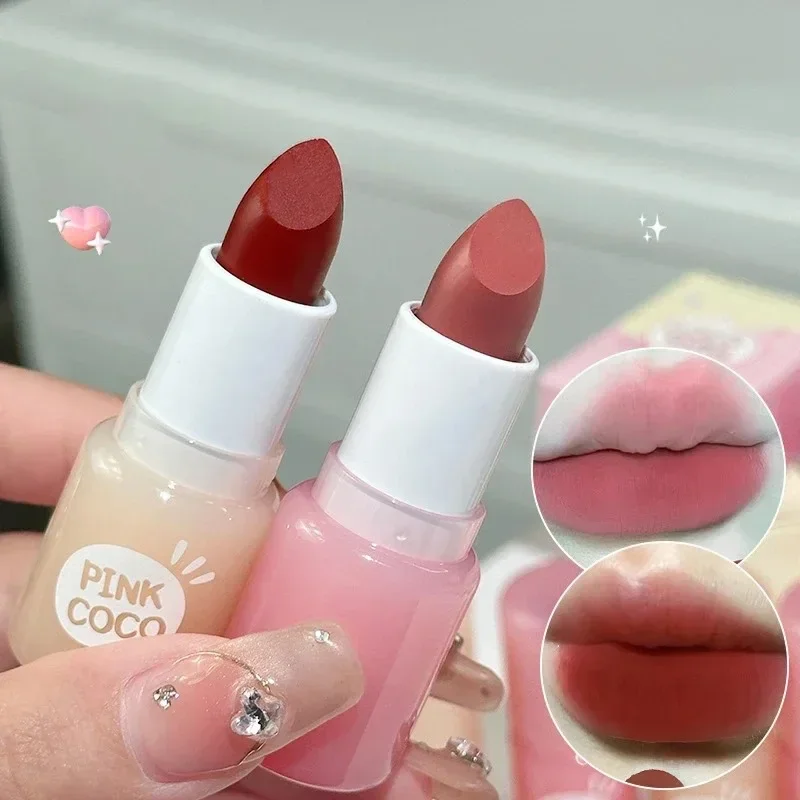 Rosa coco batom fosco à prova dwaterproof água veludo lábio esmalte matiz copo antiaderente duradouro hidratante sexy batom vermelho lábios nus maquiagem