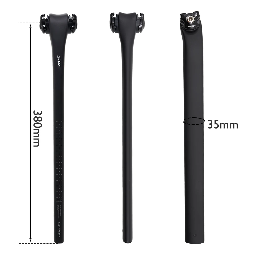 Tija de sillín de fibra de carbono S-W SL, compensación de 0MM, tija de sillín de carretera ultraligera, adecuada para tija de sillín ligera de bicicleta con marco SL8 de 300-380mm