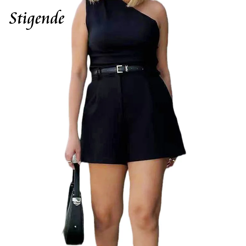 Stigende Summer Wide Leg Shorts Women Solid Color Loose Fit Pocket Shorts